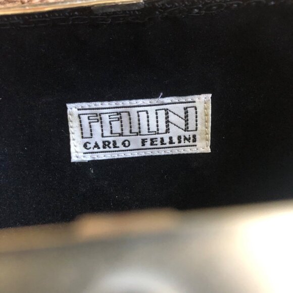 Vintage Carlo Fellini Hard Shell Metal Glamour Art Deco Harlequin Evening Bag - Picture 7 of 9